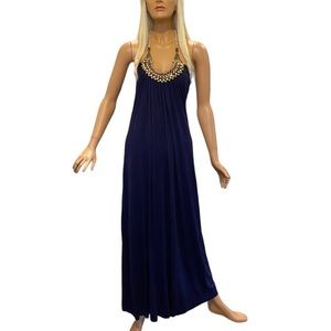 Long Dress With Beaded Neckline - Size M